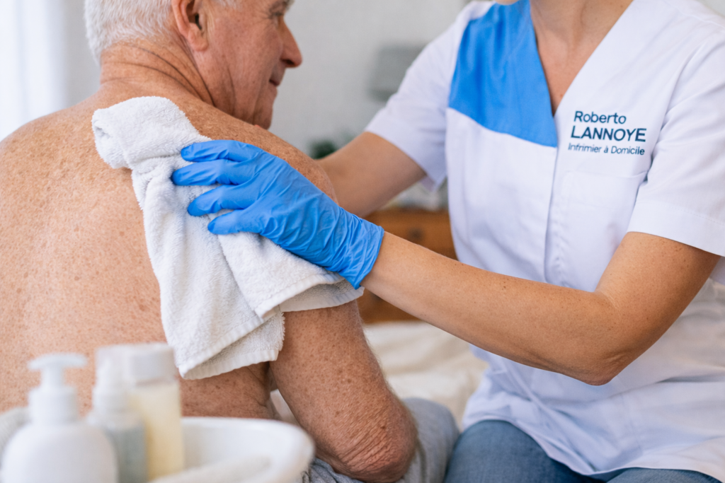 Soins d’hygiène et de toilette à domicile par l’équipe infirmière Roberto Lannoye