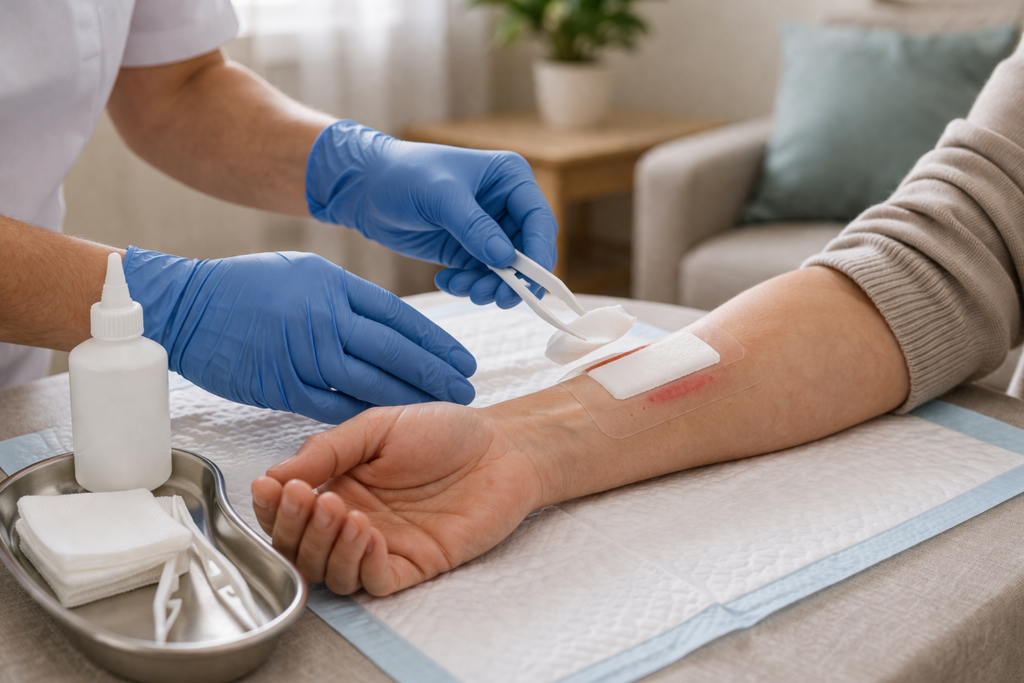 Soins de plaies à domicile avec l’équipe infirmière Roberto Lannoye